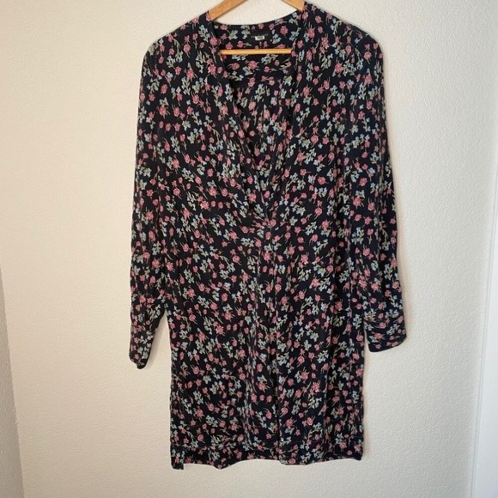 Rag & Bone Black Floral 100% Silk Shirt Dress - Size Medium - EUC